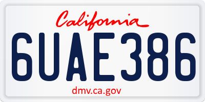 CA license plate 6UAE386