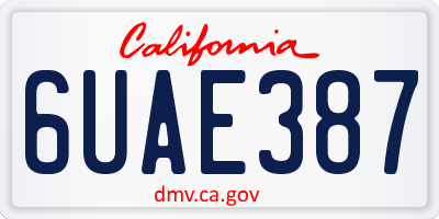 CA license plate 6UAE387