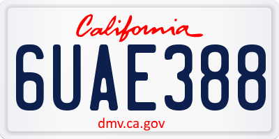 CA license plate 6UAE388