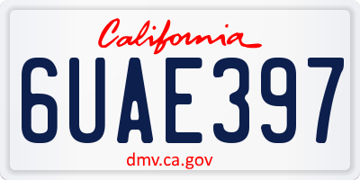 CA license plate 6UAE397