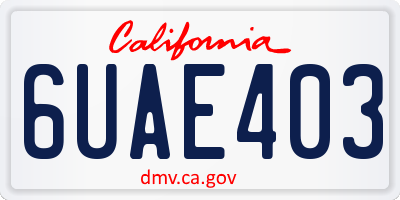 CA license plate 6UAE403