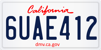 CA license plate 6UAE412