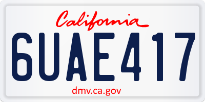 CA license plate 6UAE417