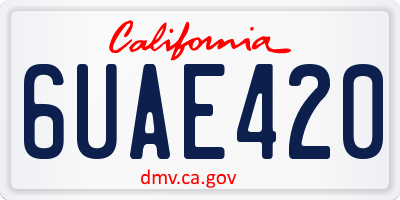 CA license plate 6UAE420