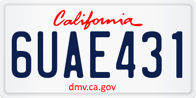 CA license plate 6UAE431