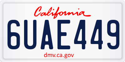 CA license plate 6UAE449