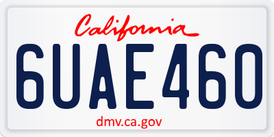 CA license plate 6UAE460