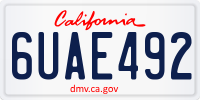 CA license plate 6UAE492
