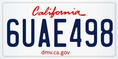CA license plate 6UAE498