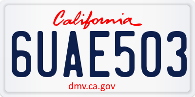 CA license plate 6UAE503