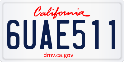 CA license plate 6UAE511