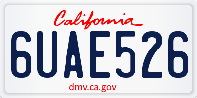 CA license plate 6UAE526