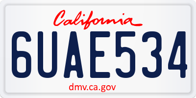 CA license plate 6UAE534