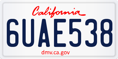 CA license plate 6UAE538