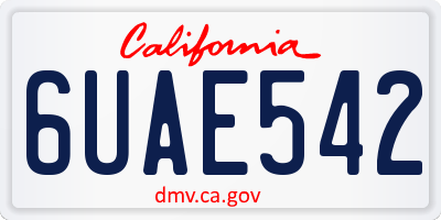 CA license plate 6UAE542