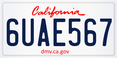 CA license plate 6UAE567