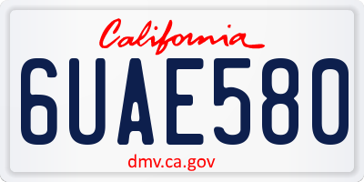 CA license plate 6UAE580