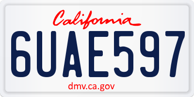 CA license plate 6UAE597