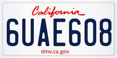 CA license plate 6UAE608