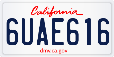 CA license plate 6UAE616