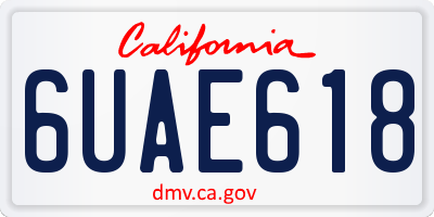 CA license plate 6UAE618