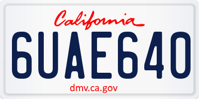 CA license plate 6UAE640