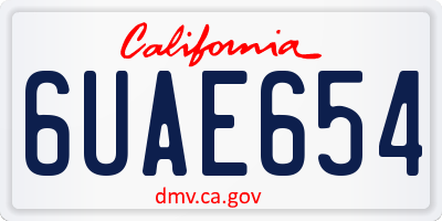 CA license plate 6UAE654