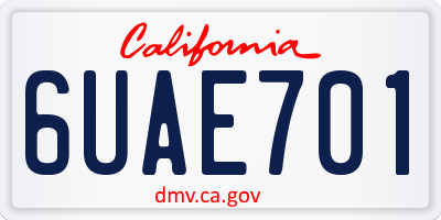 CA license plate 6UAE701