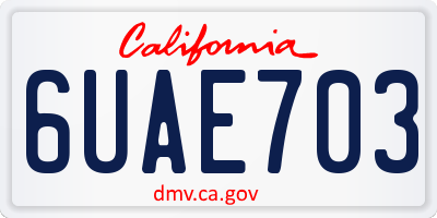 CA license plate 6UAE703