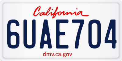 CA license plate 6UAE704