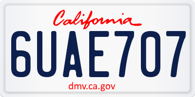 CA license plate 6UAE707