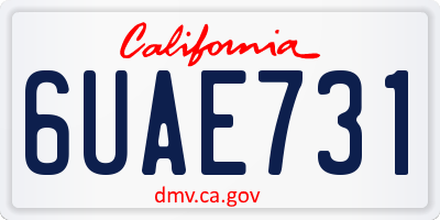CA license plate 6UAE731