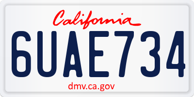 CA license plate 6UAE734