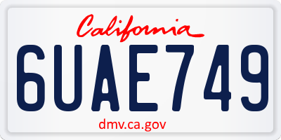 CA license plate 6UAE749