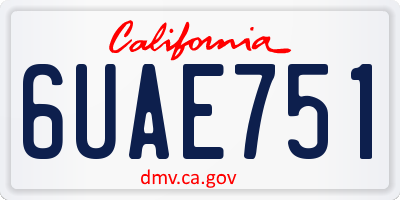 CA license plate 6UAE751