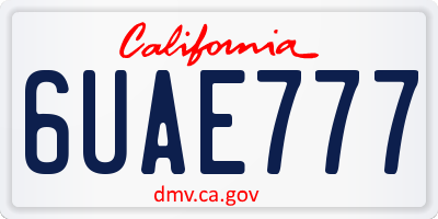 CA license plate 6UAE777