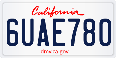 CA license plate 6UAE780