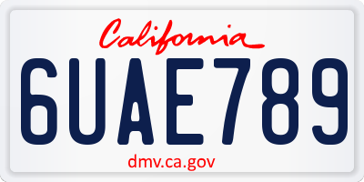 CA license plate 6UAE789