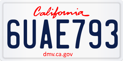 CA license plate 6UAE793