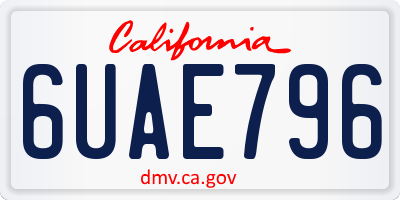 CA license plate 6UAE796