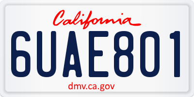CA license plate 6UAE801