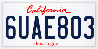 CA license plate 6UAE803