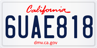 CA license plate 6UAE818