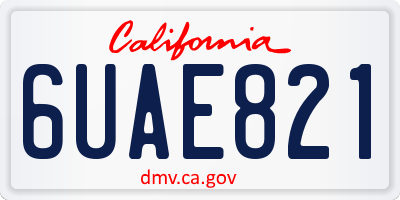 CA license plate 6UAE821