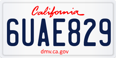 CA license plate 6UAE829