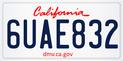 CA license plate 6UAE832