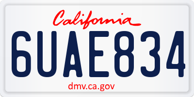 CA license plate 6UAE834