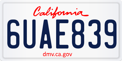 CA license plate 6UAE839