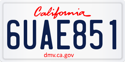 CA license plate 6UAE851