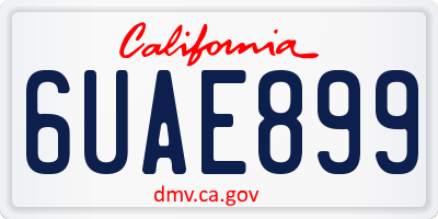 CA license plate 6UAE899
